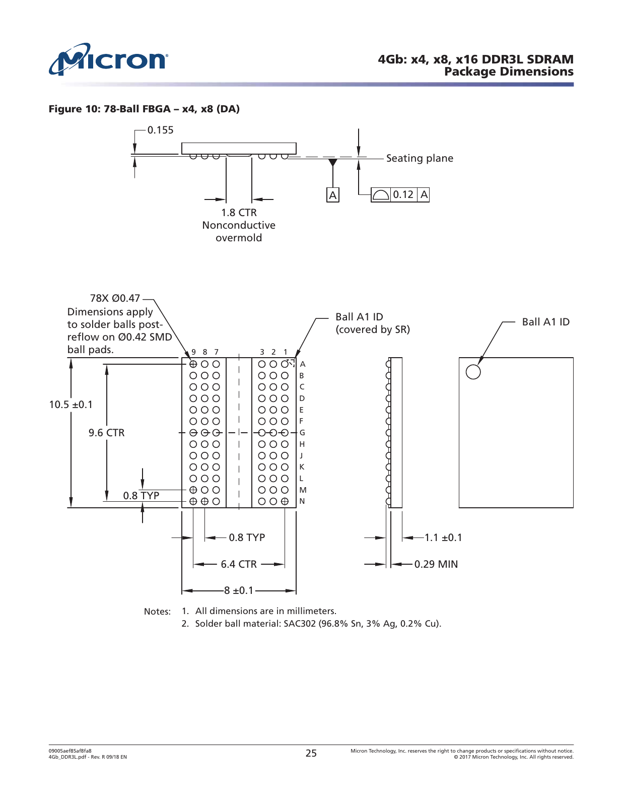 Micron DA package drawing
